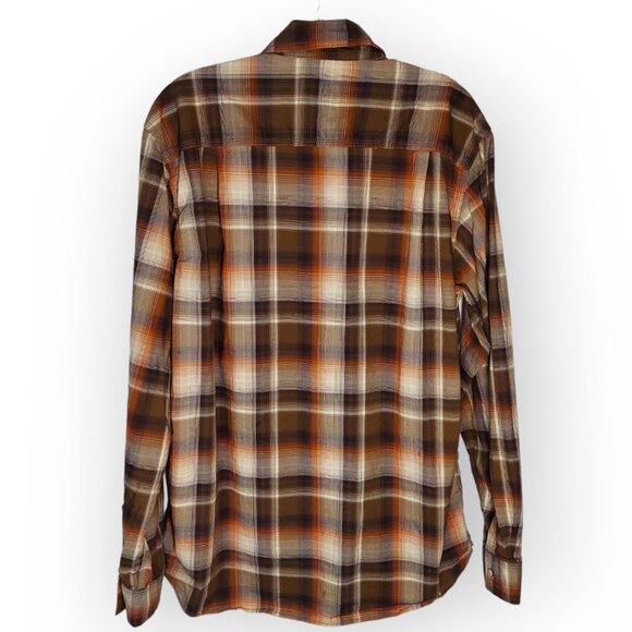 Carhartt Western Pearl Snap Shirt Men's M Brown Plaid Button Up Casual - Picture 2 of 6